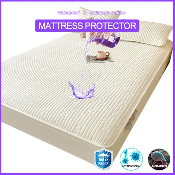 Housse de matelas imperméable – Protecteur de matelas anti-acariens et antibactérien, matelassé, épais, silencieux, qualité hôtelière 1