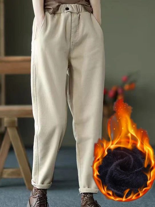 Winter Women's Cargo Pants with Fleece 2023 Cotton Baggy Slim Pencil Capri  Pants Thick Warm Velvet Oversize Sports Trousers 4XL
