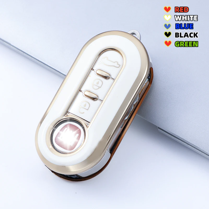 Gold TPU Flip Folding Key Case Cover and Keychain