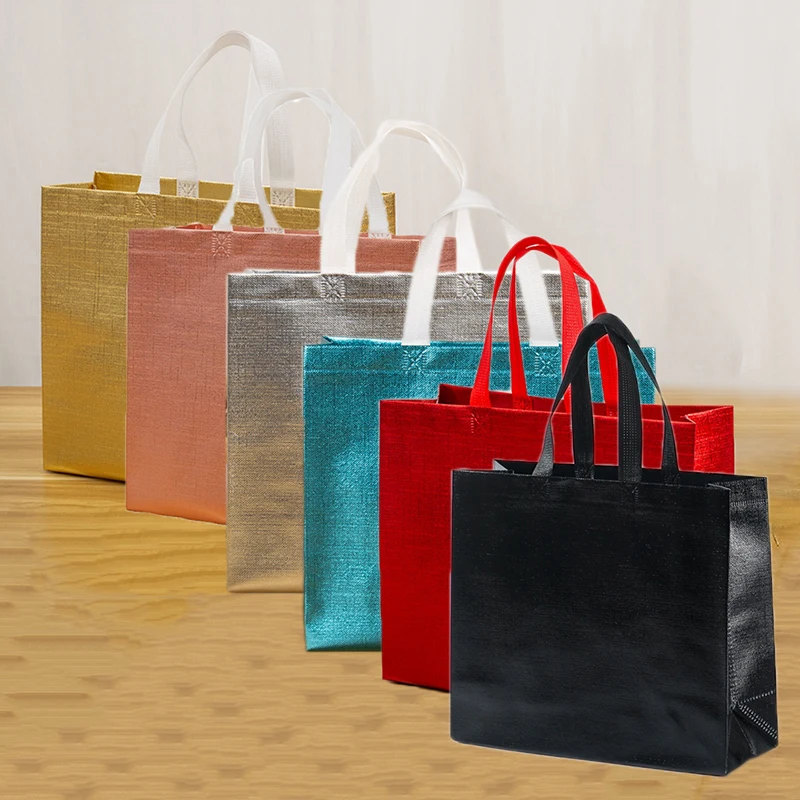 Waterproof Embossed Non-woven Fabric Grocery Bag Film Coated Laser Bag Takeaway Bag Shopping Pouch Eco Bag Shopping Bags 4