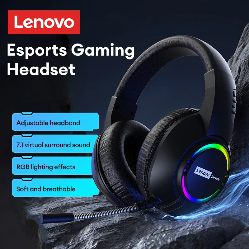 Lenovo E08 Games Headset For Laptop Desktop Computers HD Lossless Sound Headphones Noise Reduction Earphones USB interface