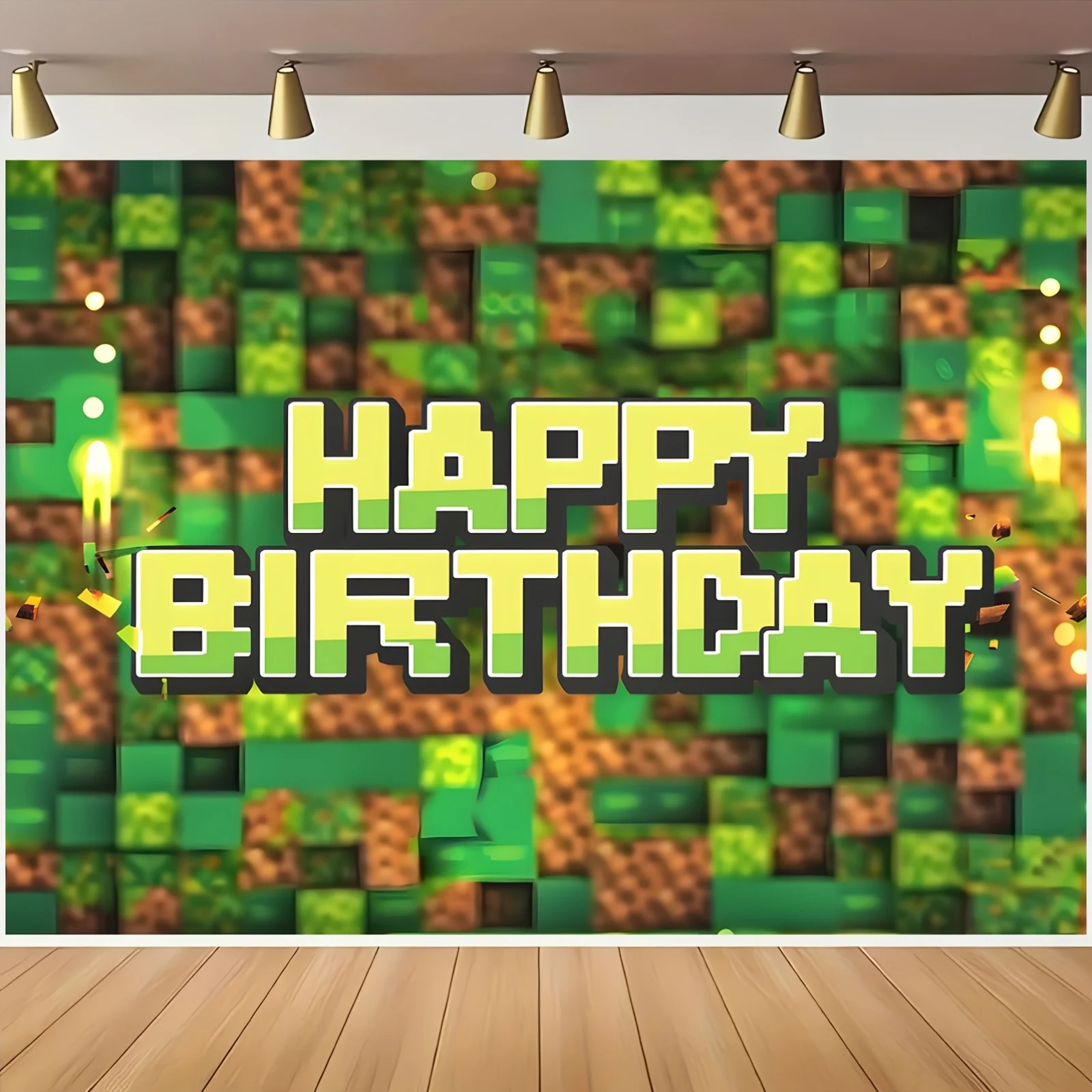 1-teilig, Happy Birthday-Hintergrundtuch, Pixel-Themen-Hintergrund für Geburtstagsfeiern, Geburtstagsdekoration L – Detail 8