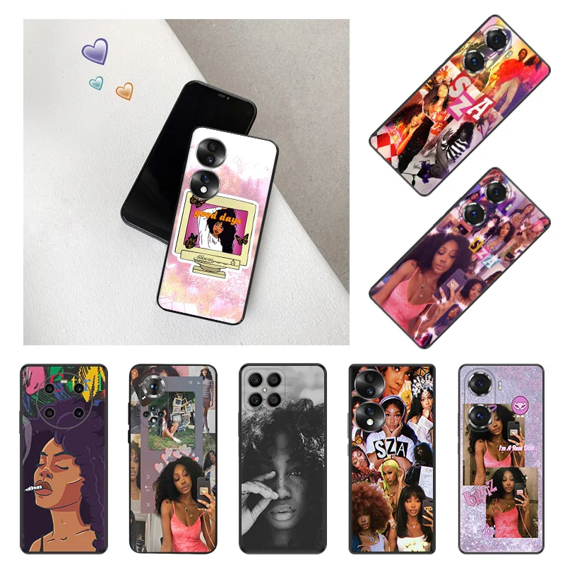 Custodie In Silicone Nero Per Honor 80 70 60 50 30I 20 X9A X8 X7 X6 X5 Magic 5 4 Sza Solana Imani Rowe Huawei Mate 20 10 Cover