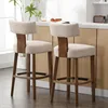 30” Bar Stools Set of 2 Counter Height Bar Stools Modern Kitchen Bar Stools with Upholstered Back, Farmhouse Upholstered Linen 6