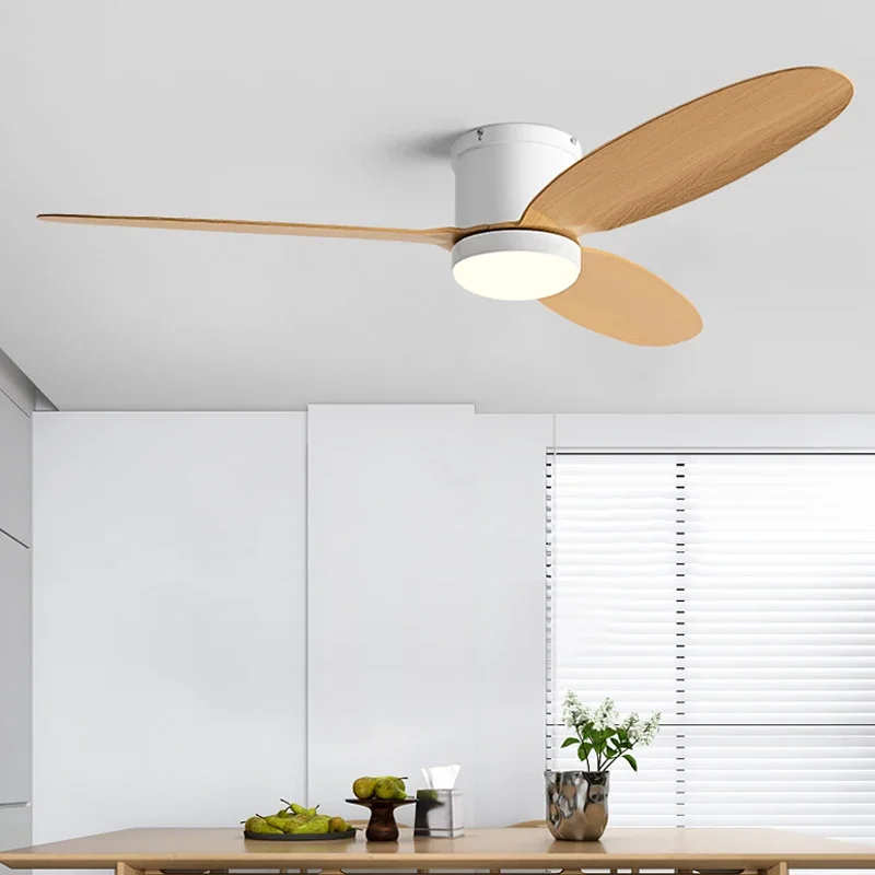 52inch Low Floor Ceiling Fan Light Black DC Remote Control Led Fan Llights Indoor Restaurant 110V 220V With Chandelier