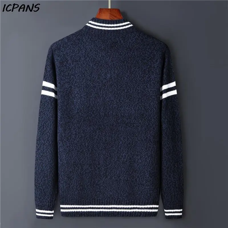 Shark Letter Vintage Zipper Male Sweater knitted Brand Clothing Striped Letter Mens Cardigan Autumn Coat Outwear Black Red
