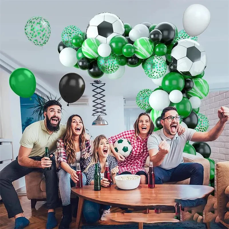 축구 테마 파티 장식 풍선 체인 세트, 생일 축구 경기 장면 장식 풍선, 18 인치 세트, 96 개