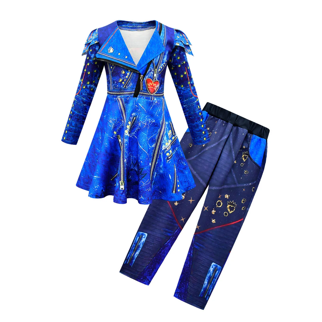 2023 Kids Halloween Costume For Girls Evie Mal Descendants 3 Cosplay Costumes With Wig Children's Carnival Party Dress+pants set