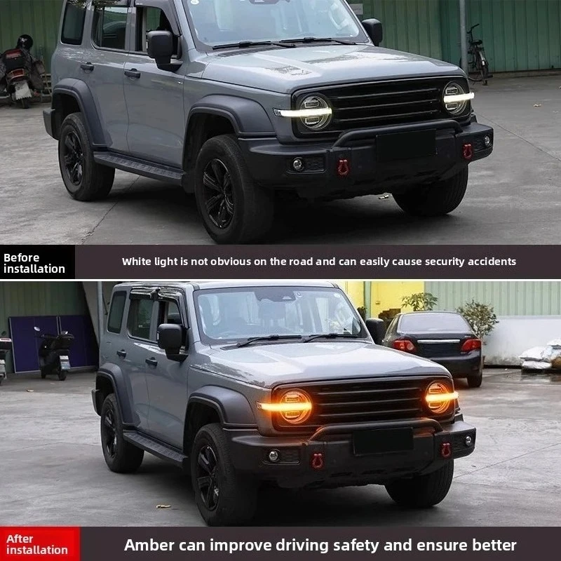 탱크 300 수정된 노란색 주간 주행 등 색상 변경 모듈 무선 원격 제어 스위치 플러그 및 설치