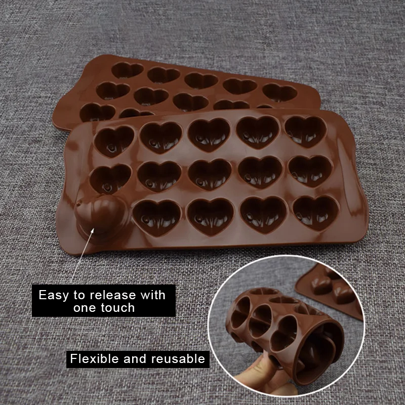 New 15 Cavities Mini Love Heart Chocolate Mold Silicone Candy Molds Diamond  Gummy Jelly Mould Cake Decoration Accessories From Doorkitch, $4.78