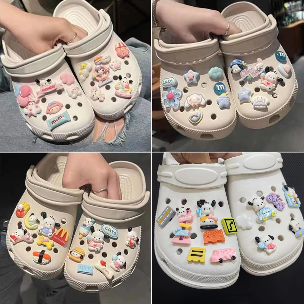 메스카 클래식 캐릭터 신발 참 세트 포차코 강아지 신발 버클 클로그 신발 액세서리 소녀 샌들 장식 파티 선물 ?