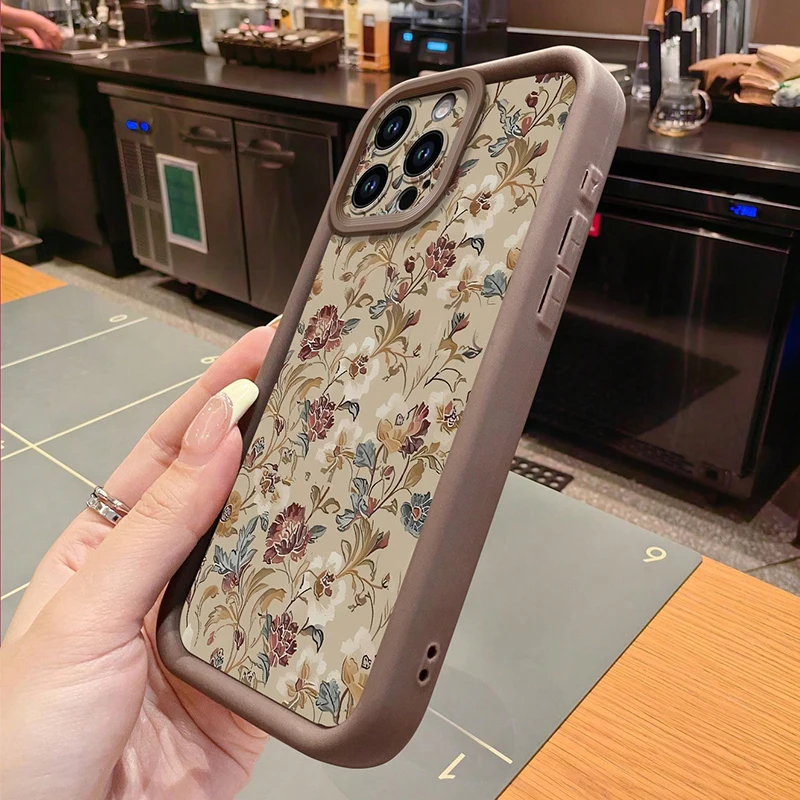 Vintage Floral Pattern Shockproof Candy Silicone Phone Case Cover