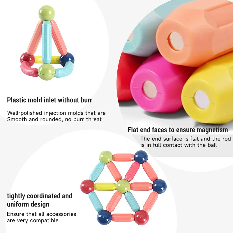 Kids Magnetic Constructor Blocks Set Toys Montessori DIY 3D Magnet Building Puzzle Educational Toys Magnetic Balls and Rods