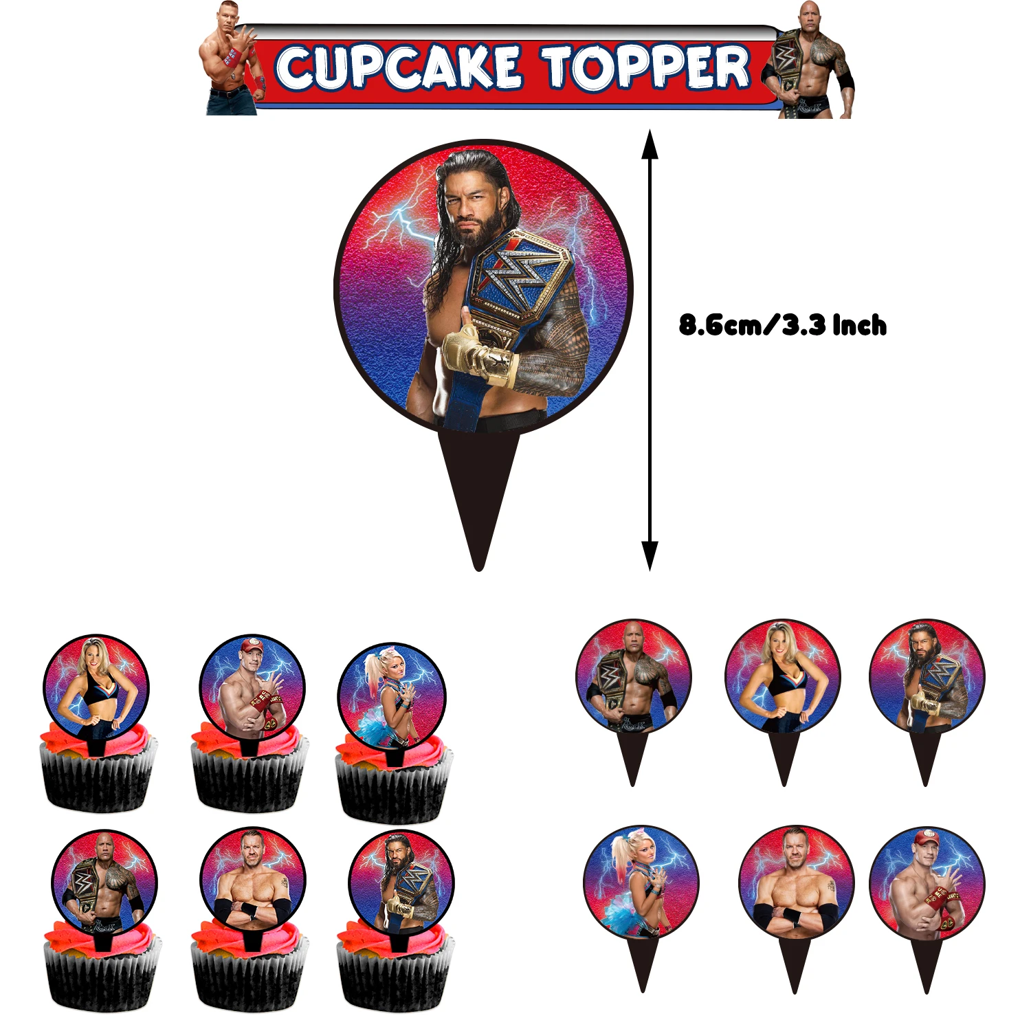 Decoração de festa de triatlo de luta livre WWE Feliz Aniversário Banner  Balões Pano de fundo Fontes de festa de chá de bebê - AliExpress, image size:1500x1500