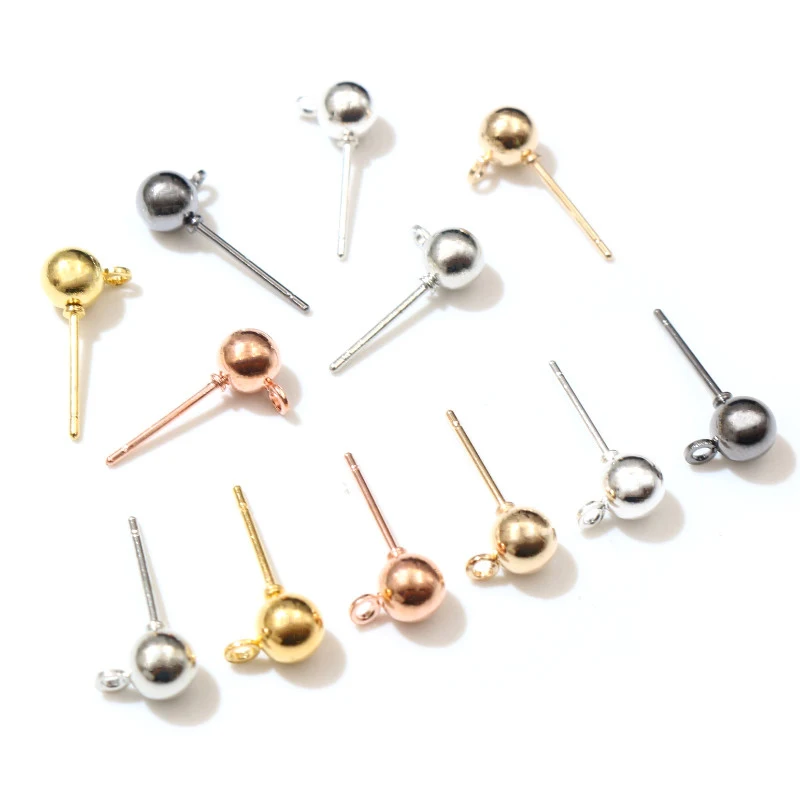 Earring Findings 50pcs 3/4/5mm 6 Colors For DIY Jewelry Making