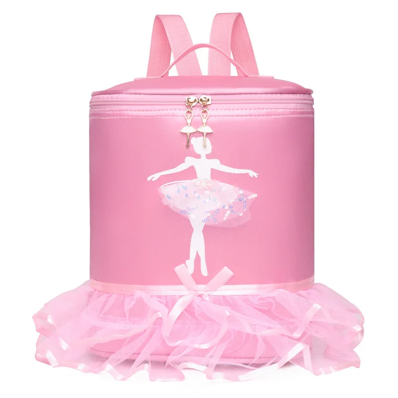 

New Pretty Dance Bag Children's Double Shoulder Dance Storage Backpack Latin Ballet Schoolbag Girl Princess Bow Lace Dance Bag