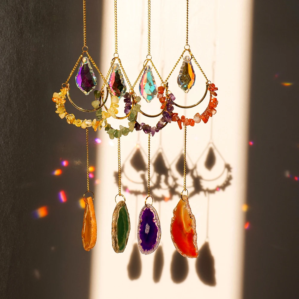 1pc Natürliche Kristall Suncatcher Hängen Ornament Rose Quarz Fenster Auto Anhänger Zimmer Dekor Schlafzimmer Dekor – Detail 2