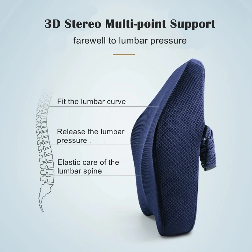 Memory Foam Coccyx Seat Cushion & Lumbar Support Pillow for Office Chair Car Wheelchair Orthopedic Chair Pad and Back Cushion - Image 3