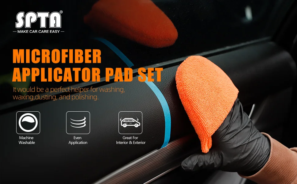 SPTA 10pcs Soft Microfiber Car Wax Applicator Mitts Wax Foam Applicator