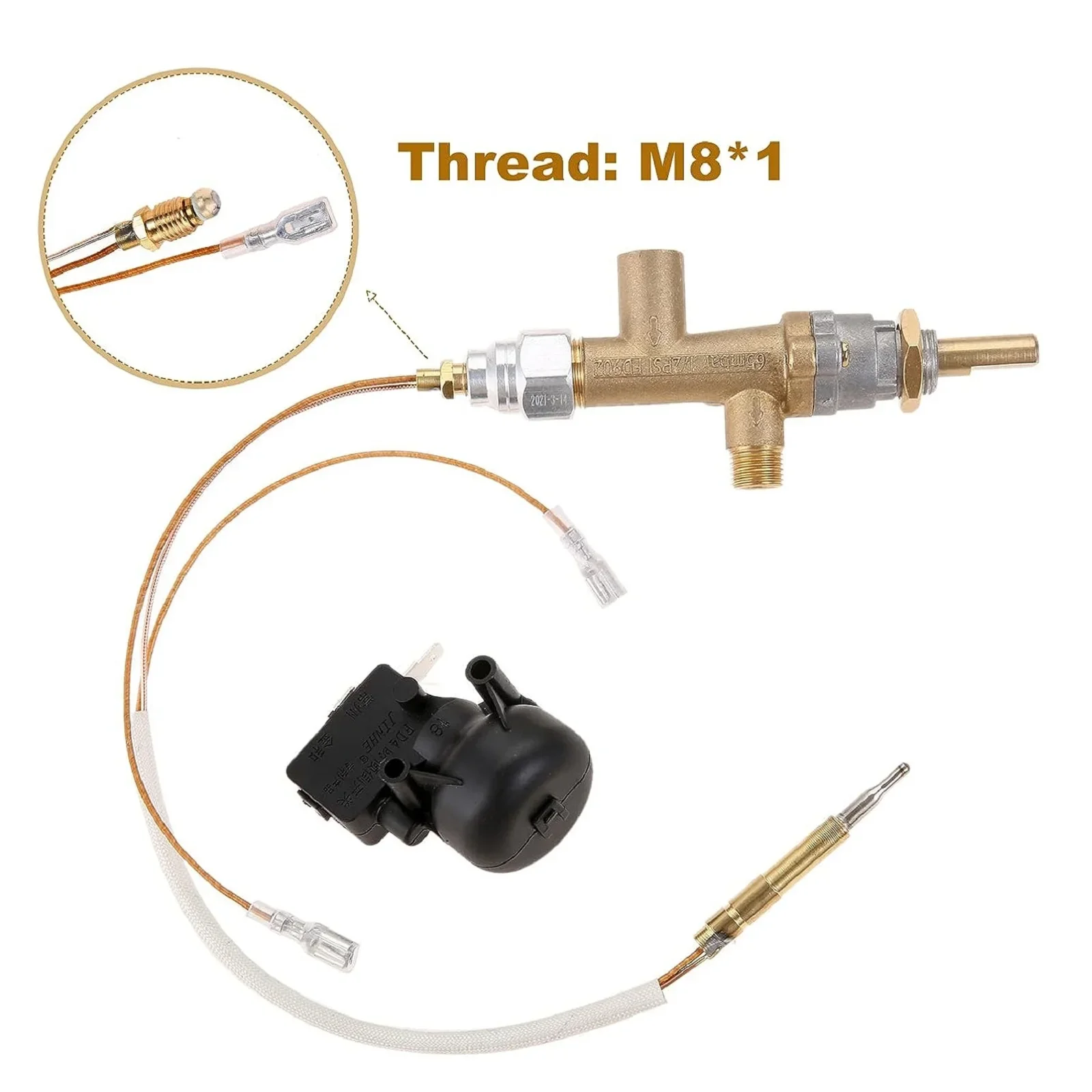 Fire Sense Threaded Thermocouple With Female Spade Connector - Brass Fitting For Propane Patio Heaters