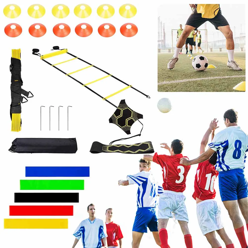 Soccer Agility Training Equipment Set with 20ft Agility Ladder 12 Soccer Cones for Soccer Football Basketball