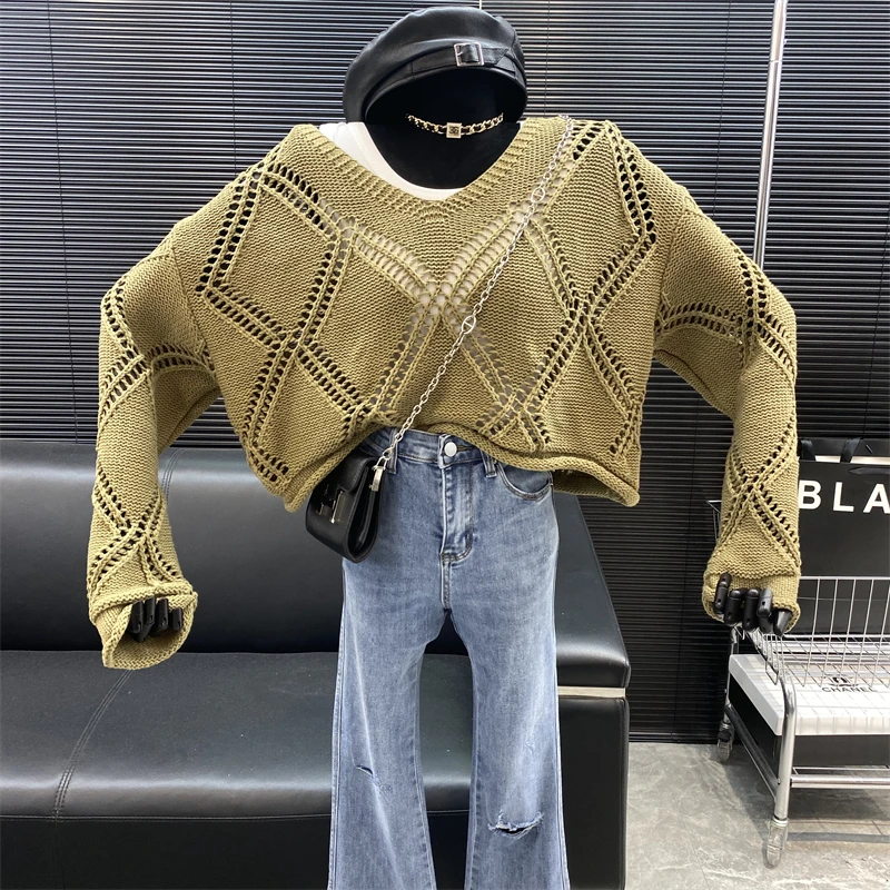 

2022 новый модный дизайнерский Новый Стиль знаменитый бренд V-образный вырез ромбовидная вязаная рубашка без бретелек тонкий женский жилет костюм