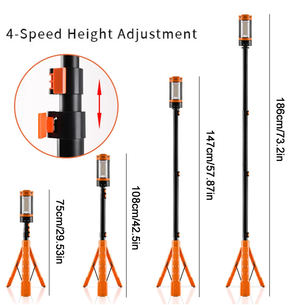 90000mAh Camping Light Bracket Optional Rechargeable Camping Lantern Telescoping Waterproof Tent Light Hiking Fishing