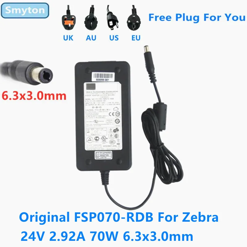 Zebra 24V 2.92A 70W 6.3×3.0mm FSP070-RDB 808099-001 프린터 전원 공급 장치용 기존 AC 어댑터 충전기
