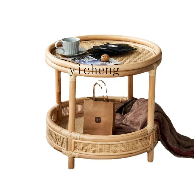 

ZK Nordic Rattan Tea Table Living Room Home Internet Celebrity Small Apartment Creative and Slightly Luxury