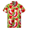 3d Printed Tropical Watermelon Graphic Hawaiian Shirts for me Summer Short Sleeves Button up Shirts Men Clothes Lapel Blouse 4