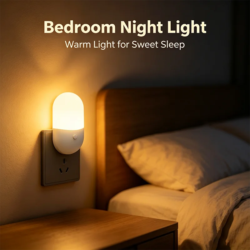 Mini Switch Plug-In Led Eye Protection Night Light Lamp Use For Bedside Baby Feeding Living Room_maomaolike.com