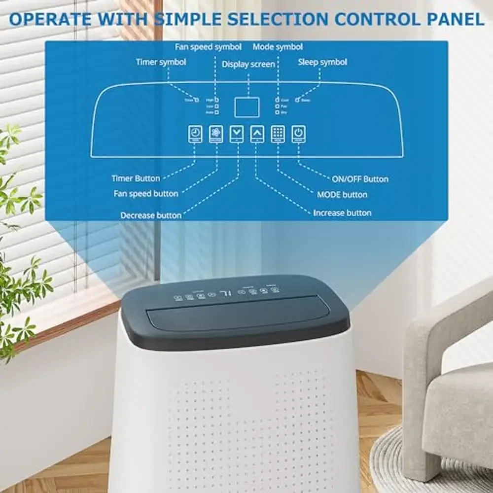Portable Air Conditioner 14000 BTU AC Unit Remote Control Dehumidifier 600 sq.ft Room Cooling 3-in-1 Operation LCD Display Easy 3