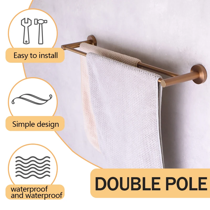 Rose Gold Robe Hook Roll Paper Holder Towel Ring Toiletbrush Holder SUS304 Towel Rack Toothbrush Soap Dish Easy Install