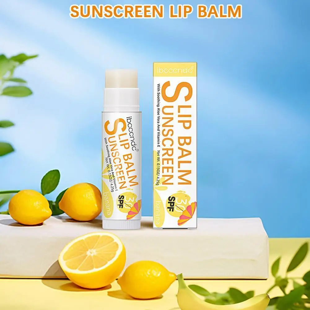 1Pc Sunscreen Lip Balm SPF 30 UVA Protection Lips Moisturizer Watermelon Banana Flavor Care Coconut Lipstick Colorless Sun Q9K8