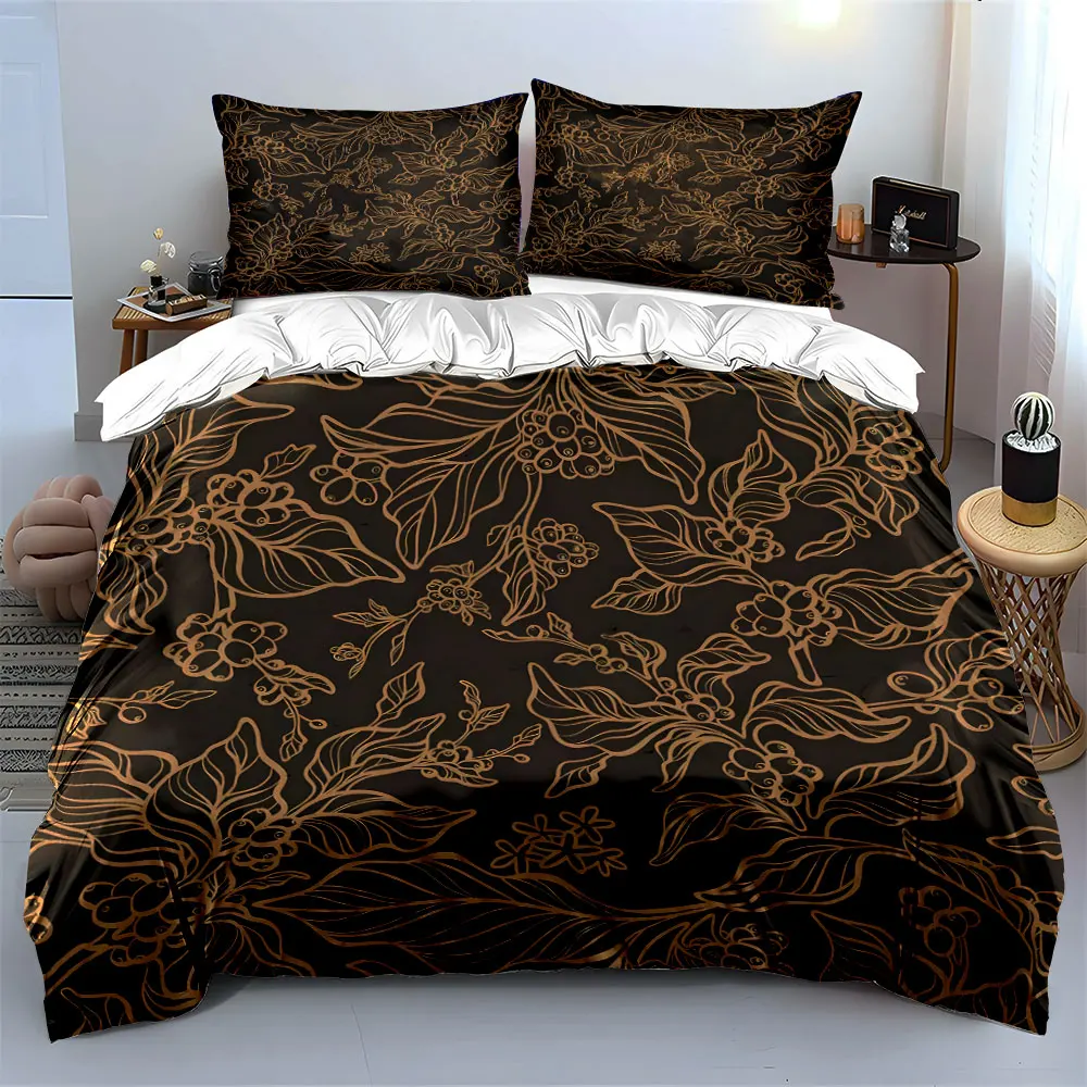 Botanical Line Art Floral Pattern Print Bedding Set 1 Duvet Cover 2 Pillowcases for Adult and Children Luxury Gift Full Size 2