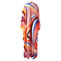 Elegant Loose Robe Dresses Autumn Women Colorful Striped Printing Fashion Batwing Sleeve Party Vacation Casual Vestidos - Image 4
