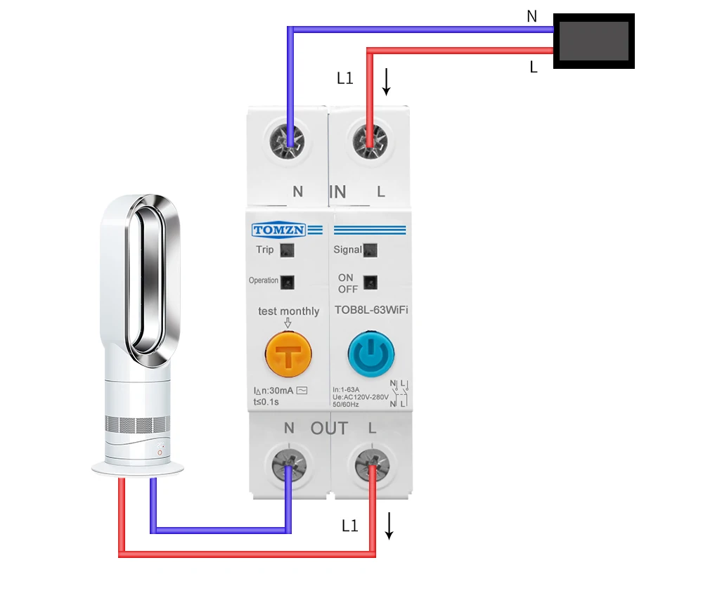 TOMZN-WiFi Smart Switch Medidor de Energia, Kwh