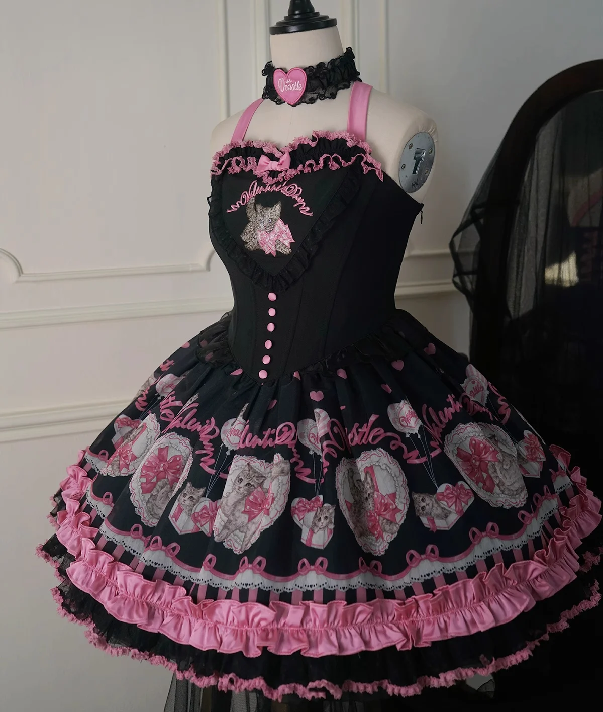Coalfell Love Castle Original-Kitten-Organza Exquisite and Gorgeous Lolita Puff Skirt Sweet and Cute JSK Fairy Dress OP