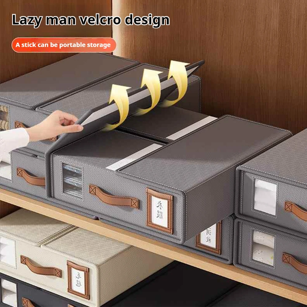 4-piece Storage Box Non-woven Fabric Breathable Moisture-proof Collapsible Storage Box With Leather Handle For Storage Bedding 4