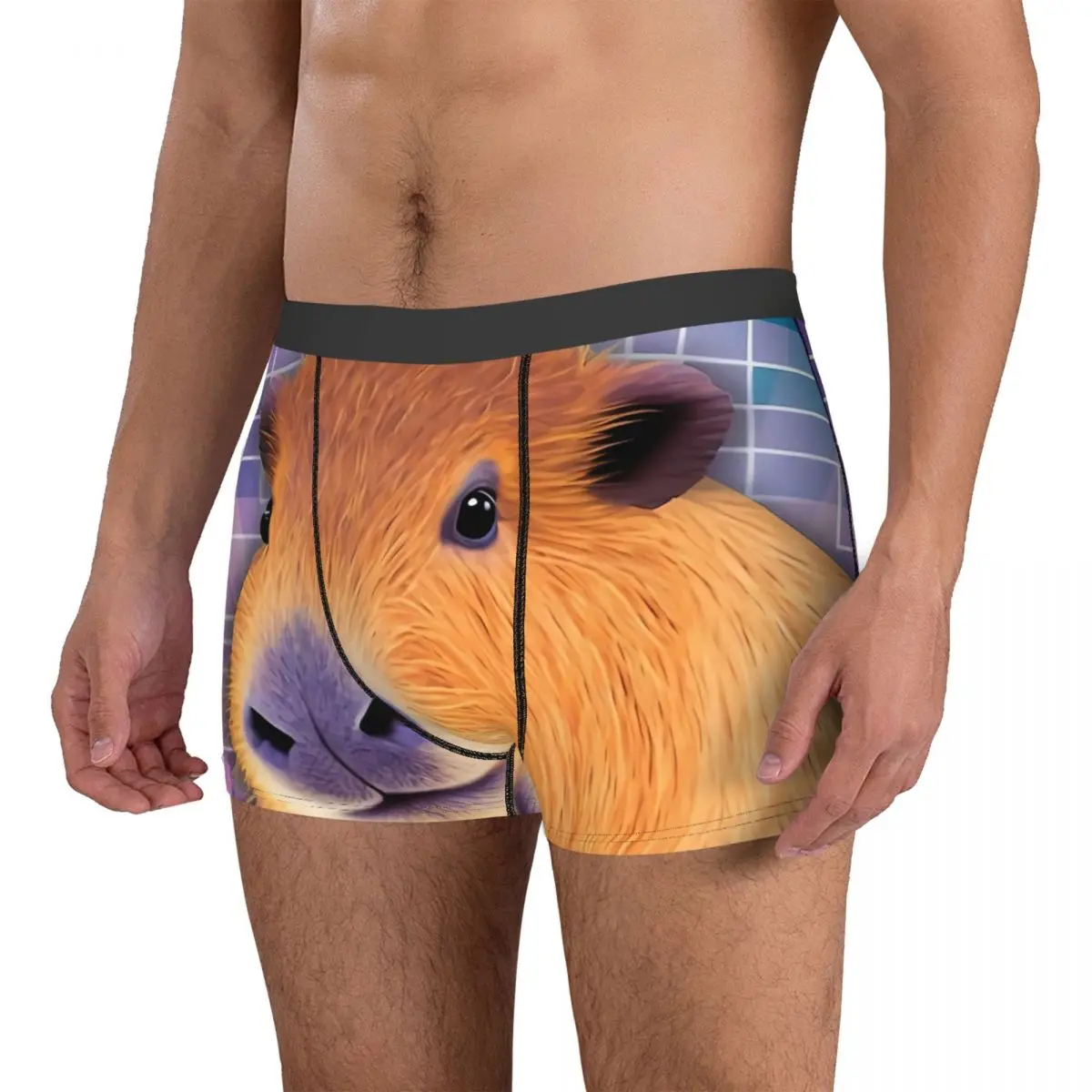 Meme Techno Man's Boxer Briefs Underpants Capybara Highly Breathable Top Quality Gift Idea 3