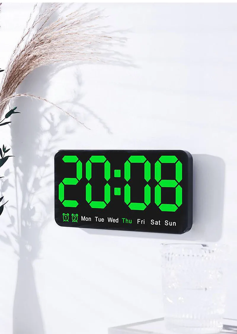 Description Picture 3 of itemDigital LED Alarm Clock with Snooze Function.For Table Stand Or Wall Hanging.Brightness Level Adjustable.Sound Control Backlight