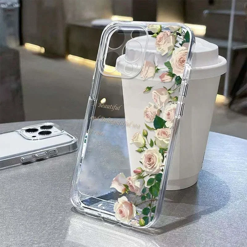 Lotus Rose Flower Clear Phone Case