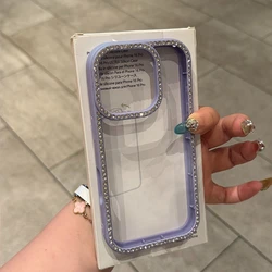 Luxury Transparent Diamond Jewelled Glitter Phone Case Cover - iPhone 18 (PURPLE)