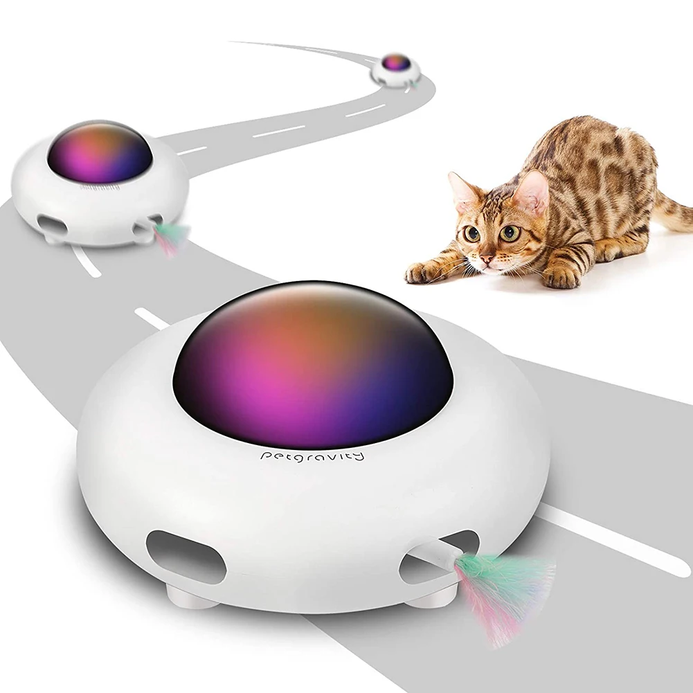 Interactive Auto Cat Toy Smart Teaser UFO Pet Turntable Catching