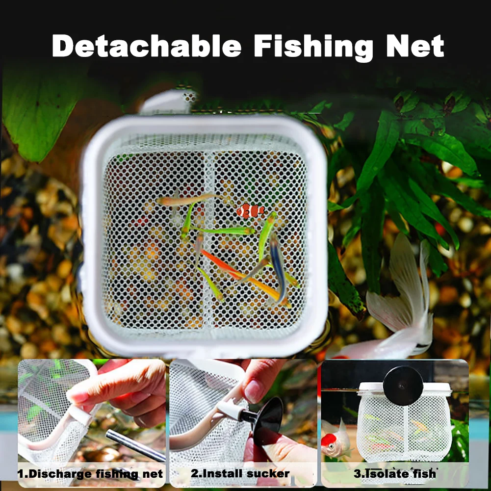 Aquarium Square Fishing Net With Suction Cup Extendable Long Handle Fishing Gear For Catching Fish Shrimp Tank Clean Accessories 6