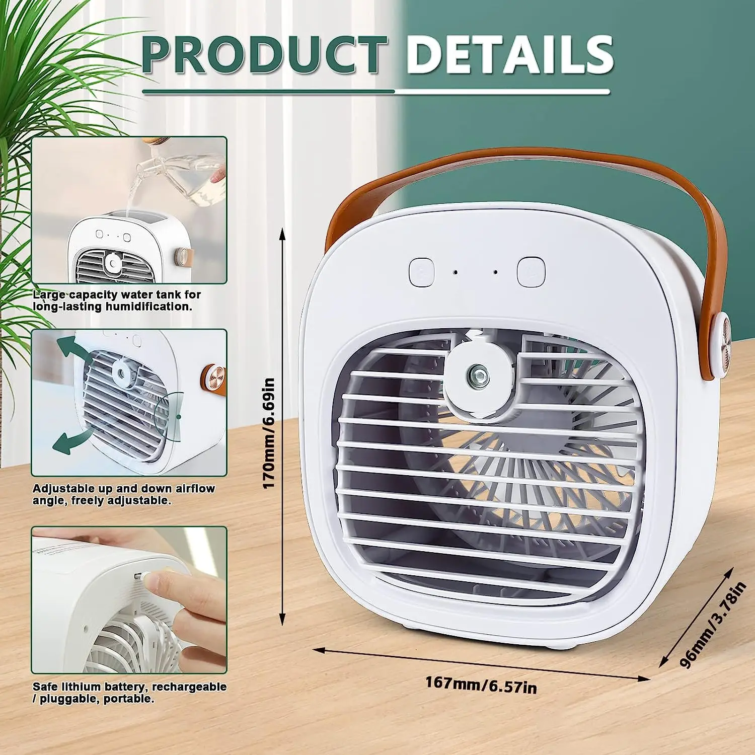 4000mAh Portable Air Conditioner Wireless Air Cooler USB Rechargeable Cooling Fan Mini Air Conditioner For Room Camping Outdoor