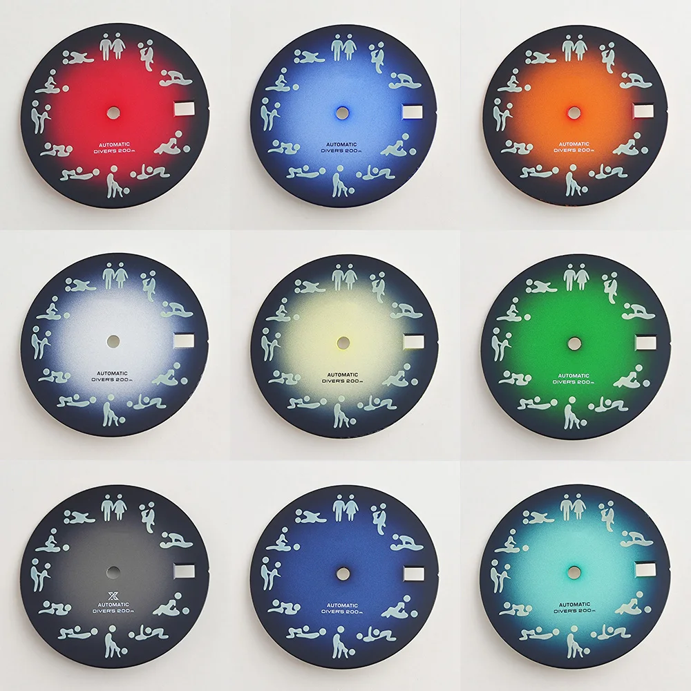 NH35 다이얼 아라비아 숫자 다이얼 S 다이얼 핑크 다이얼 시계 다이얼, NH35/ NH36 무브먼트 수정 다이얼 시계 액세서리, 28.5mm 