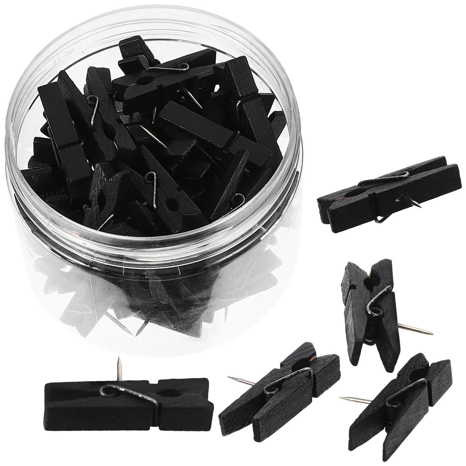 Tofficu Thumb Tacks 50Pcs Mini Wooden Clothespins Photo Paper Peg Pin Craft Clips Scrapbooking Arts Crafts Hanging Photos Black 8pcs 50pcs mini natural wooden memo paper clips wholesale for photo clothespin craft decoration clips pegs many size
