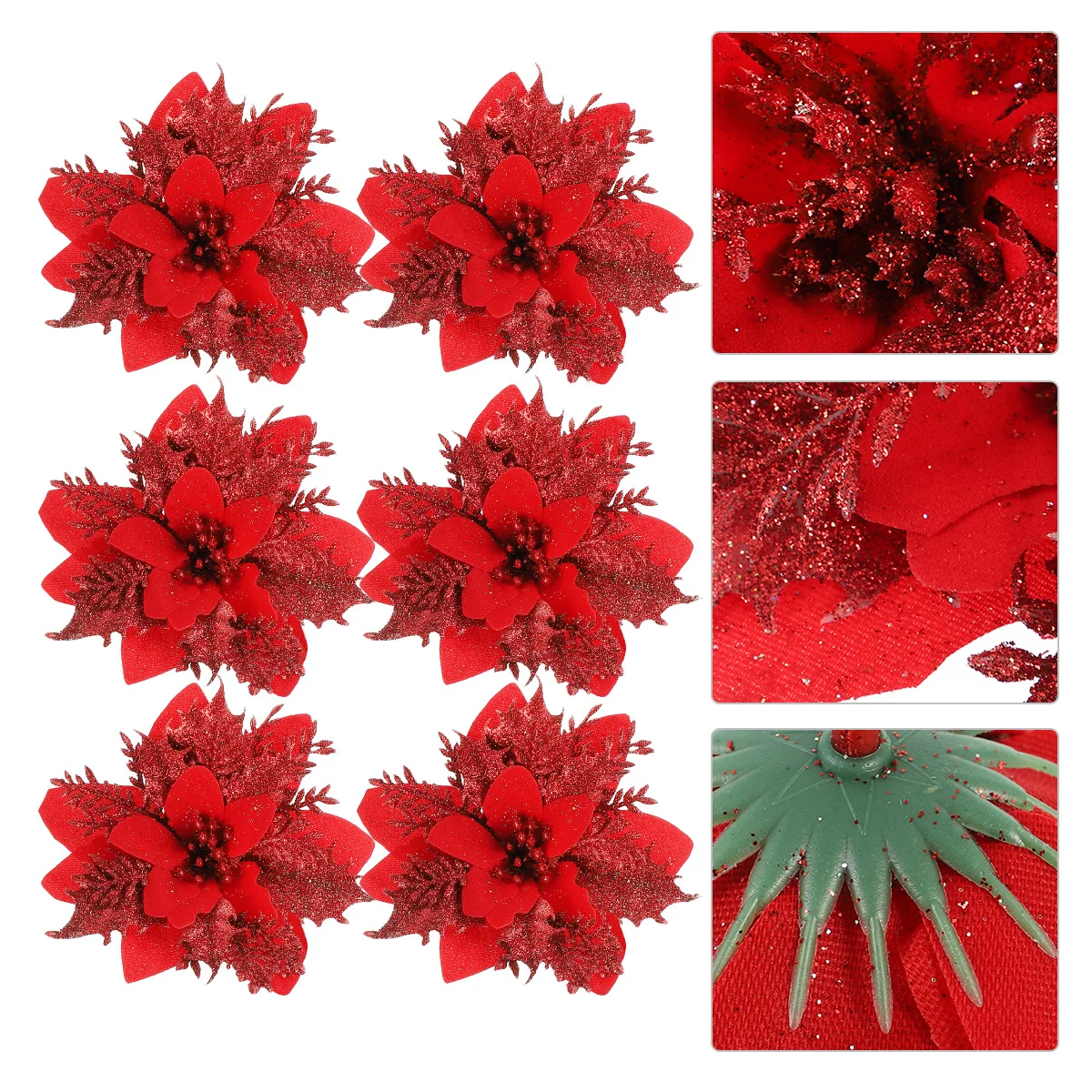 

12mm Christmas Flowers Christmas Tree Decorations Artifical Fake Flower Xmas Ornaments Navidad New Year Party Supplies