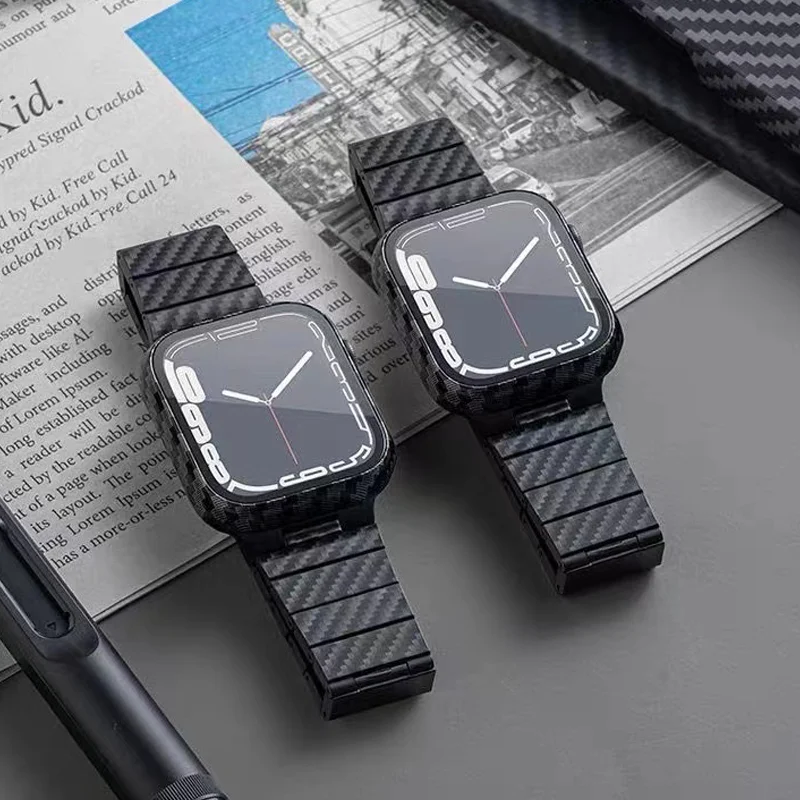 

Strap for apple watch band 44mm 42-40-41-38-45mm 44 mm Carbon fiber pattern Bracelet belt iWatch series ultra 49mm 8 7 6 5 3 SE